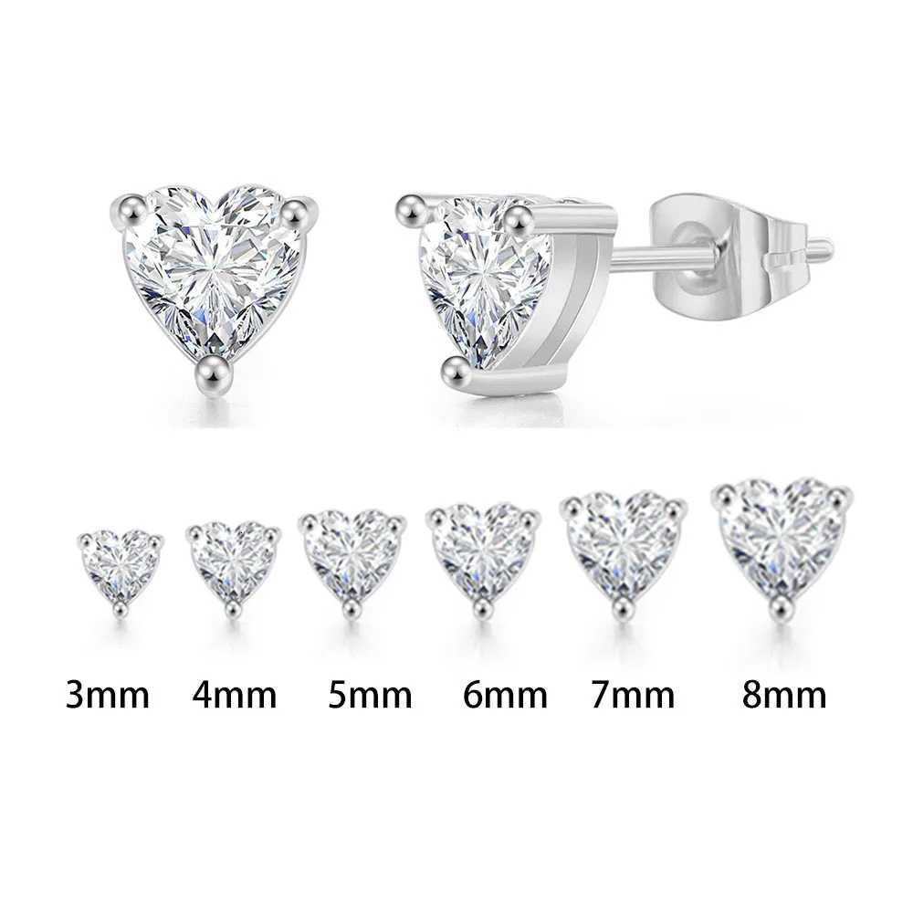 Various Sizes Crystals Earrings For Women Heart Clear Zircon Stud Earring for Female Male Ear Accessories Earing Jewelry E342 XJ250718