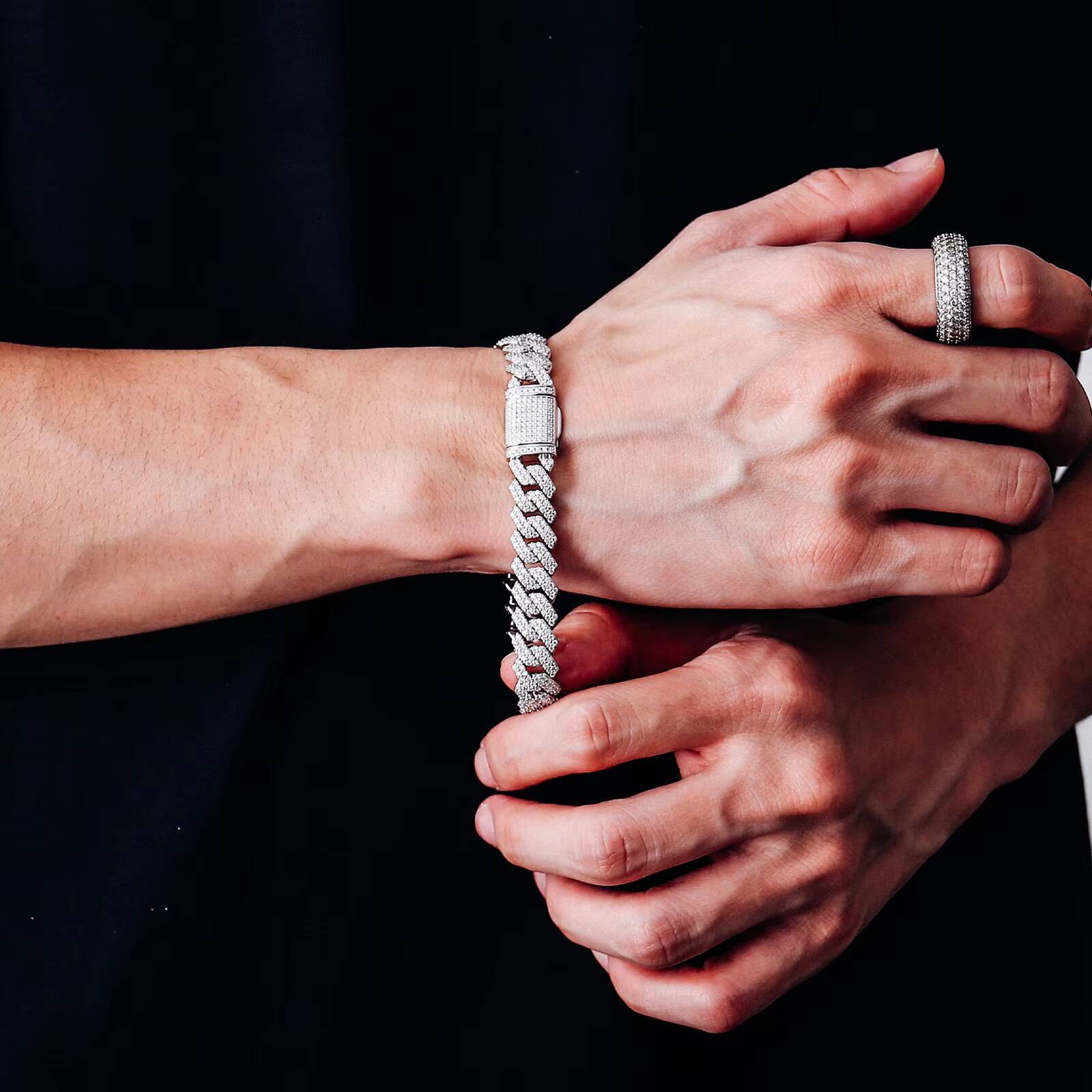 Hip Hop Jewelry Moissanite GRA Certification Bracelet 8mm S925 Silver VVS Moissanite Iced Out Diamond Cuban Link Bracelet