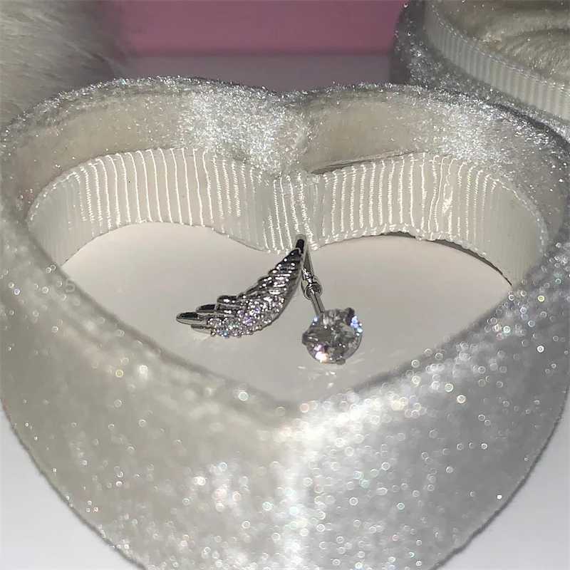 1pcs Silver Color Wing 316L Stainless Steel Ear Bone Nail for Women New Fashion Full of Rhinestone Earrings Accessories for Ear XJ250718