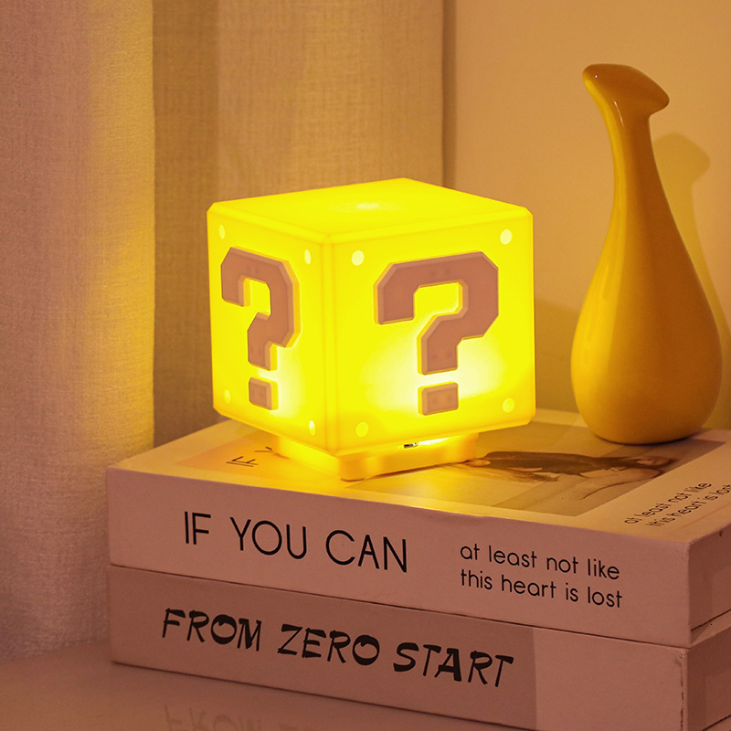 Super Mario Question Mark Sound Charging Atmosphere Lamp Desktop Ornament Sensor Pat Night Light ddmythur