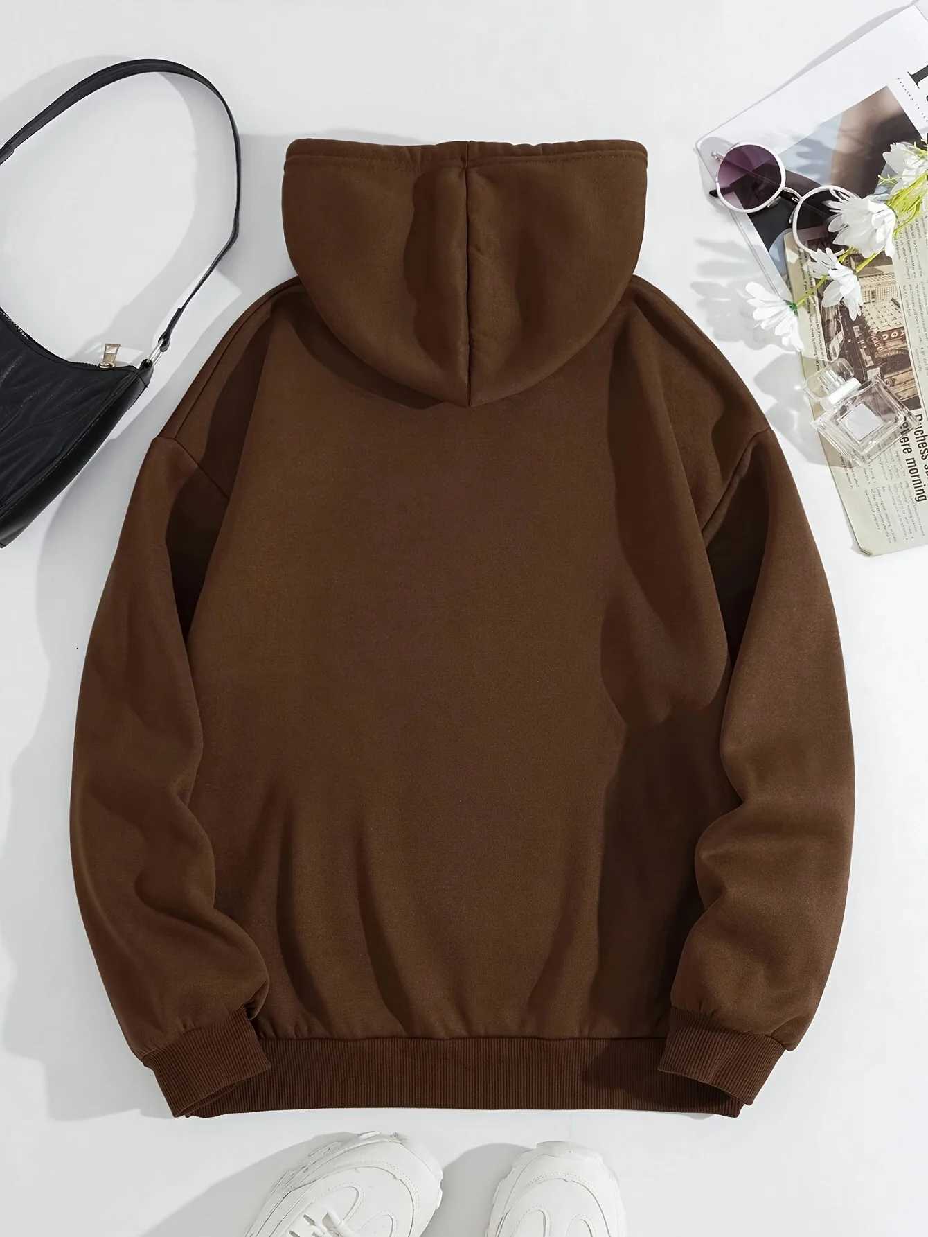 Basic Polyester Hoodie Print 100_ Polyester Women Autumn and winter Comfortable Pullover Crewneck Loose Female Clothes Z250719