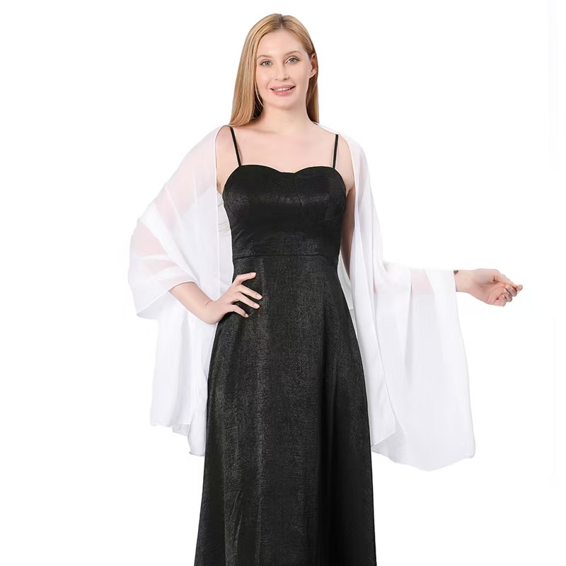 K1397 High Quality Pure Color Chiffon Lengthened Shawl Bride Bridesmaids Wedding Dress Prom Party Dinner Shawl Female