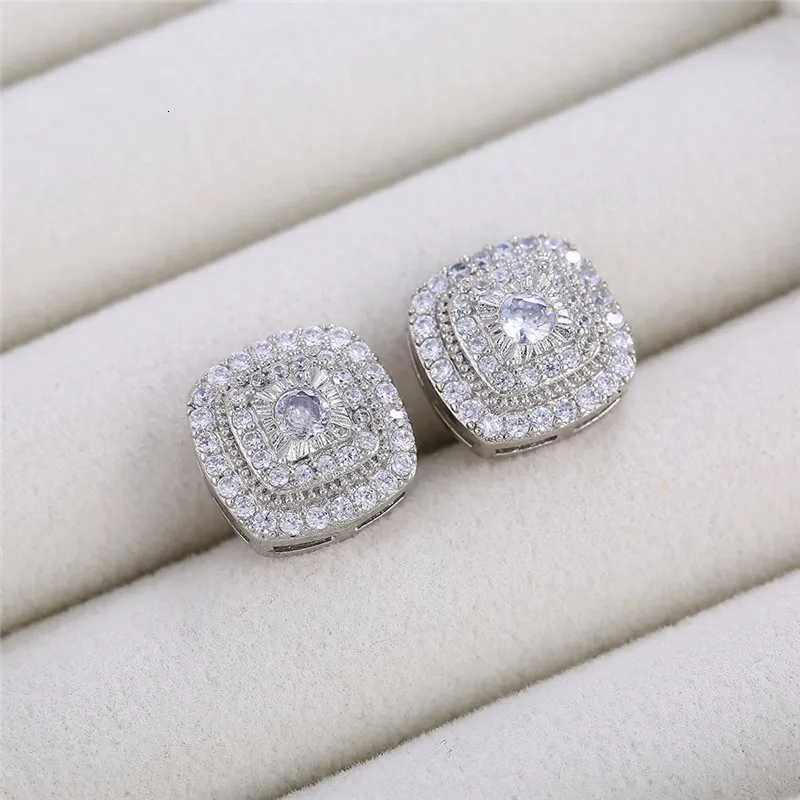 925 Sterling Silver Cubic Zirconia Stud Earrings for Princess Square Shape Versatile Style Fancy Gift Women Earring Jewelry XJ250718