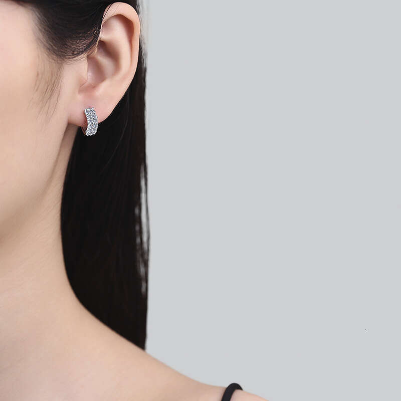 Full Dia Studs S Pure Sier Simple Exquisite Moissanite Earrings 757