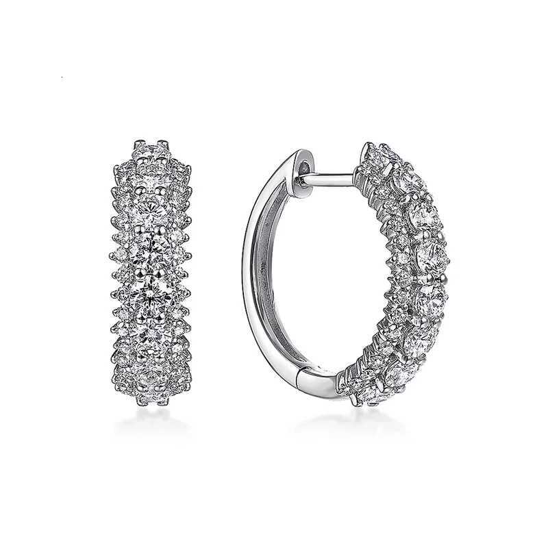 8-Color Dazzling White Cubic Zirconia Hoop Earrings Luxury Ear Accessories for Women Wedding Party Aesthetic Jewelry New Arrival XJ250718