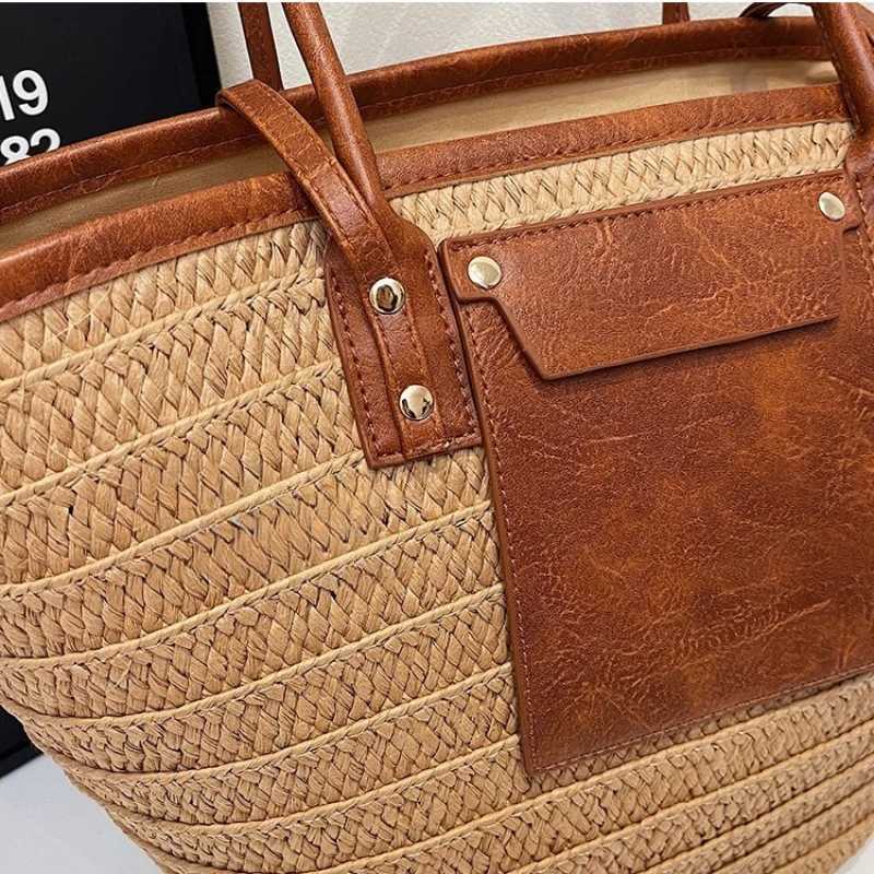 Summer Str Shoulder Bag Women Hanabags Fashion Woven Crossbody Bags Large Capacity Totes 4 Shoulder Strap Travel Beach Bags Y250719