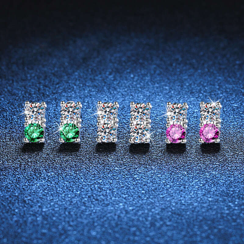 Live Colorful S Sterling Sier Classic Four-Prong Versatile Fine Craft D Color Moissanite Earrings c9a