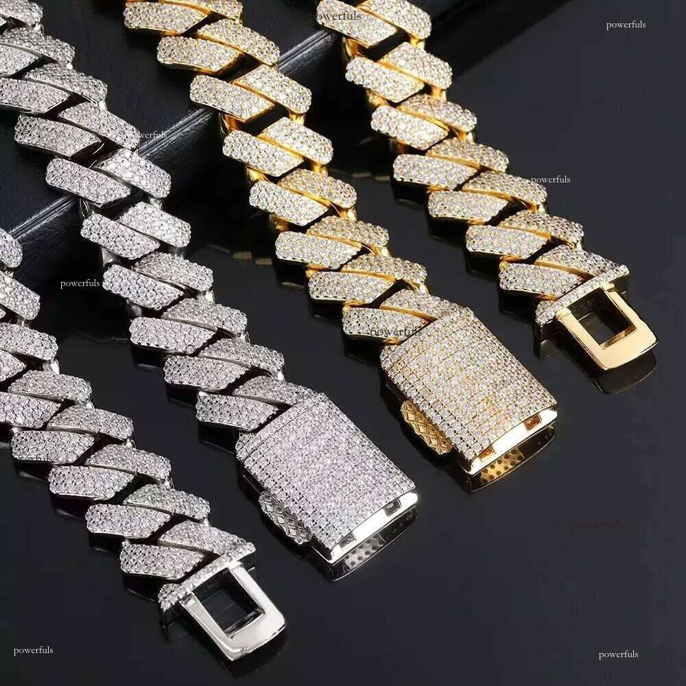 Designer Fashion Cuban Link Chain Pass Moissanite Dia Tester Miami Hip Hop Jewelry VVS Stone Shiny 3 Rows Men Women Sterling Sier Necklace