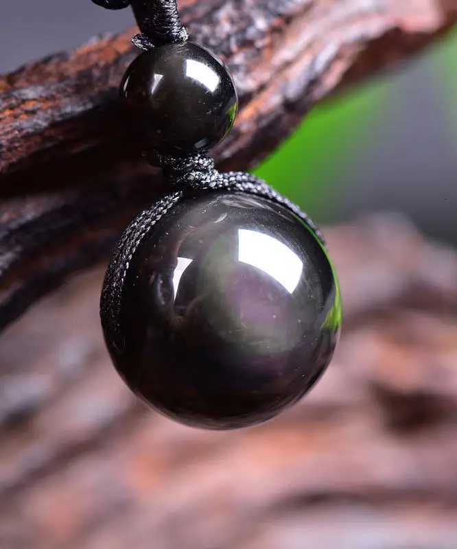 Black Oban Eye Beads Ball Natural Stone Pendant Transfer Good Luck Love Crystal Jewelry Rope For Women and Men W250718