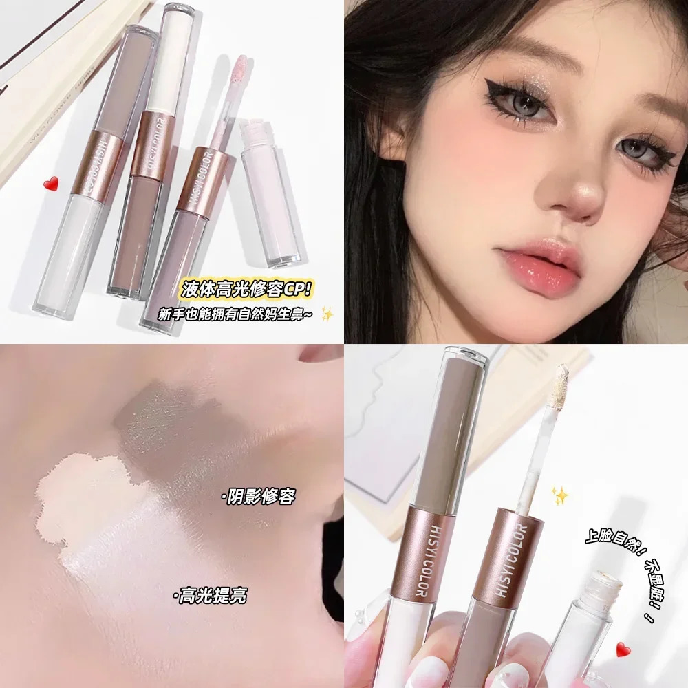 Dual-End Liquid Highlighter Pen Skin Brightening Contouring Stick Natural Contour Long-Lasting Waterproof 250717