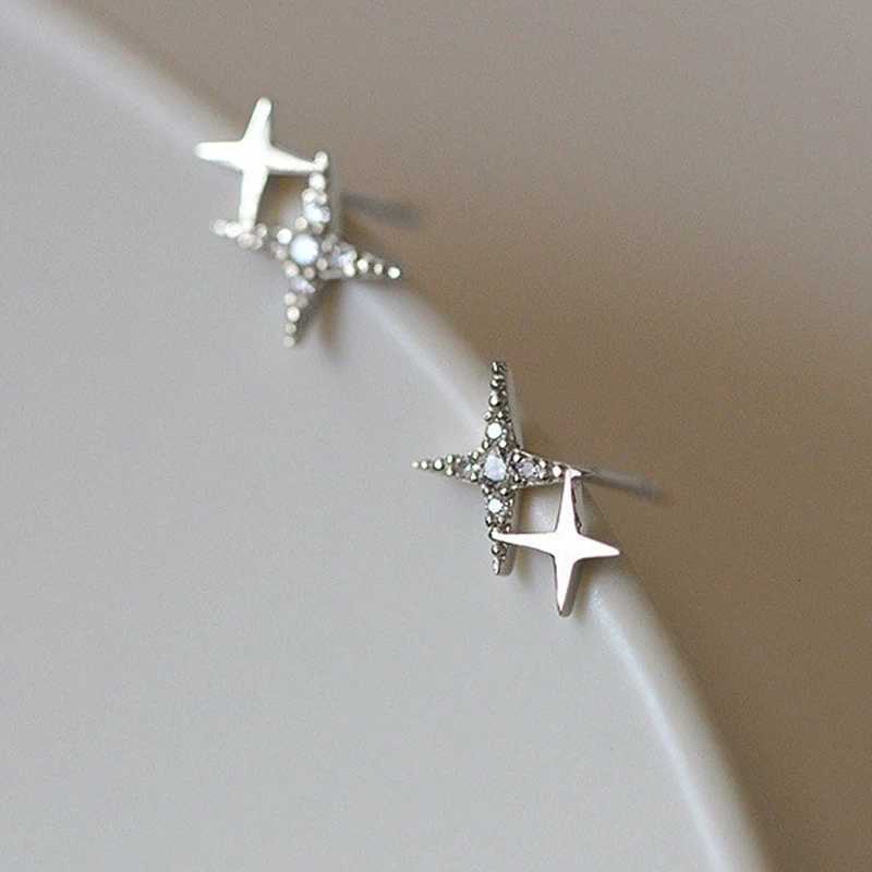 New Fashion Silver Color Stud Earrings Women Gift Banquet Asymmetry Cross Star Earrings Girls Jewelry Vintage Accessories Gifts XJ250718