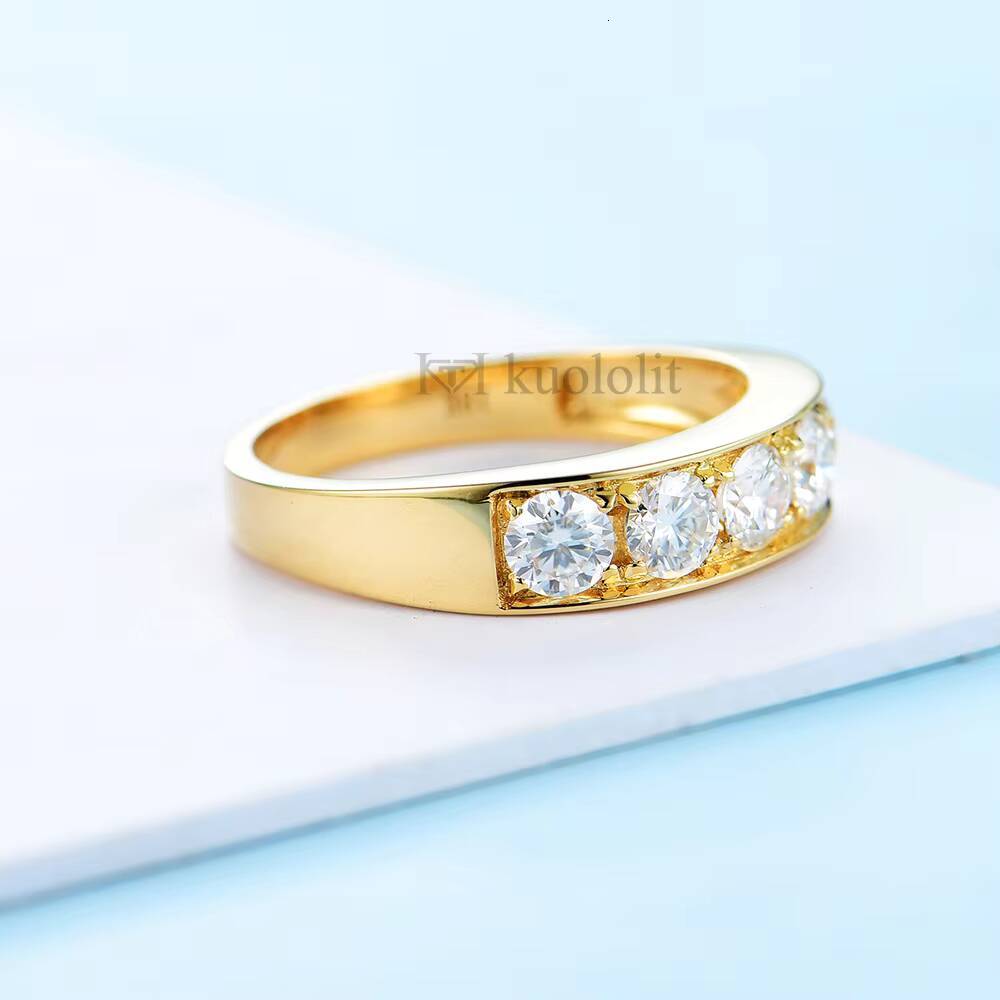 Natural Moissanite 18K 14K 10K Yellow Gold Rings for Women Solitaire Jewelry for Wedding Engagement Round Cut Moissanite