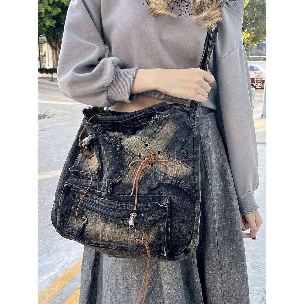 New Retro Denim Bags For Women Handbags Designer Ladies Large Capacity Fashion Shoulder Bag Sac A Main