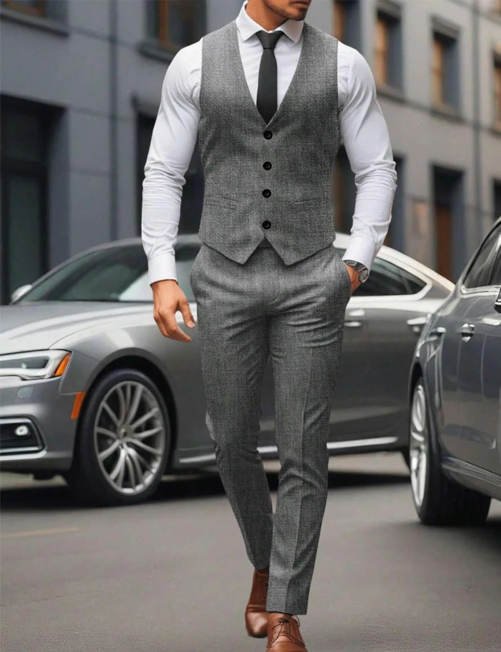 Light Blue Grey Linen Summer Men Suits 2 pieces Vest Pants Groom Tuxedos Wedding Prom handsome Wear Slim fitting 250707