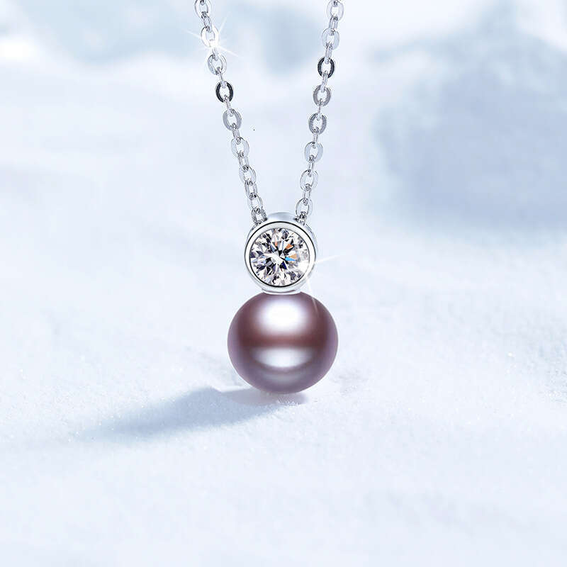 Moissanite Natural Freshwater Pearl Princess Diana Style Pendant Sterling Sier Necklace b25