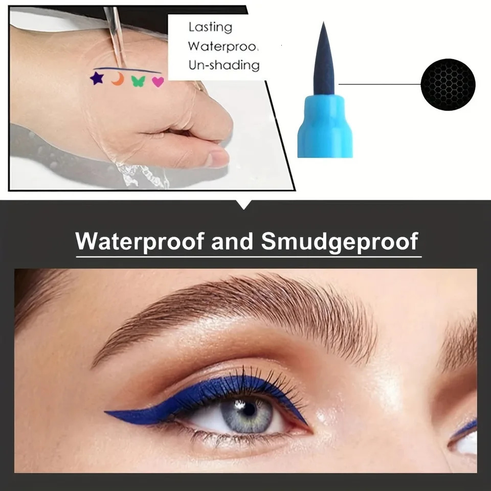 Double-head Liquid Stamp Eyeliner Set 4 Styles/Colors Waterproof Slim Gel Felt Tip Liquid EyelinerStars Hearts Moon Butterfly 250716