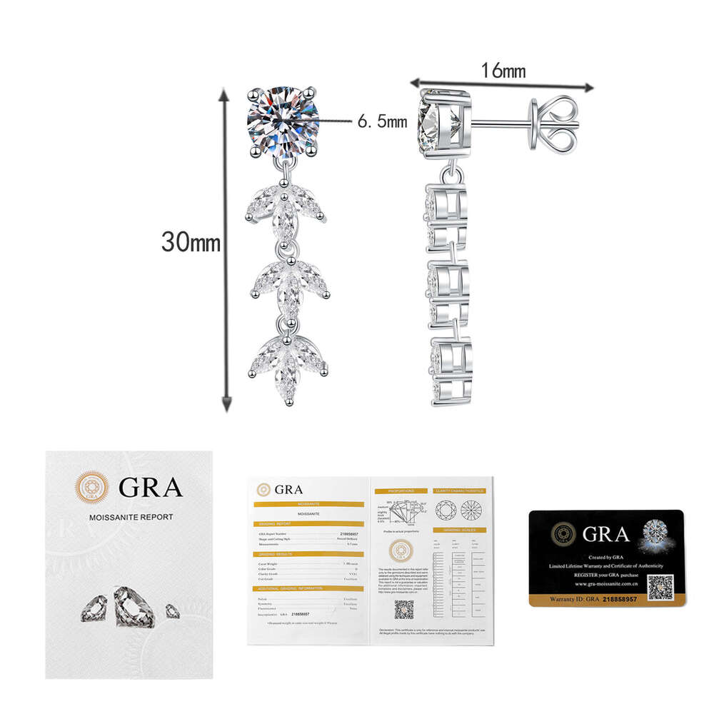 Hot Selling Moissanite S Sterling Sier Korean Style Creative New Wheat Spike Temperament Tassel Earrings for Women b5a