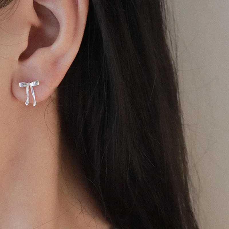 925 Sterling Silver Stud Earrings Elegant Bow Knot Simple Earrings for Girls Fashion Cute Jewelry Piercing Ear Fine Jewelry Women Accessories XJ250718