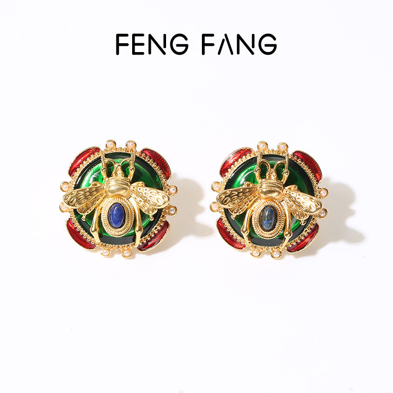 European and American cross-border trendy niche INS retro bee earrings Hawaiian jewelry ddmythur