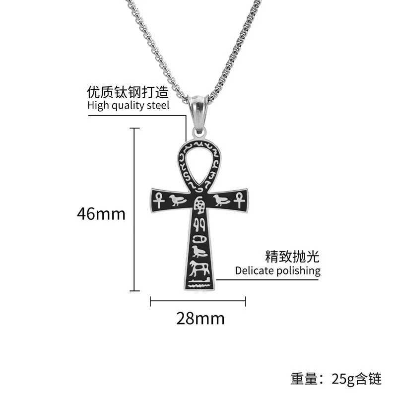 316L Stainless Steel Egyptian Ankh Cross Pendant Chain Necklace For Men Wen Vintage Jewelry Accessories W250718