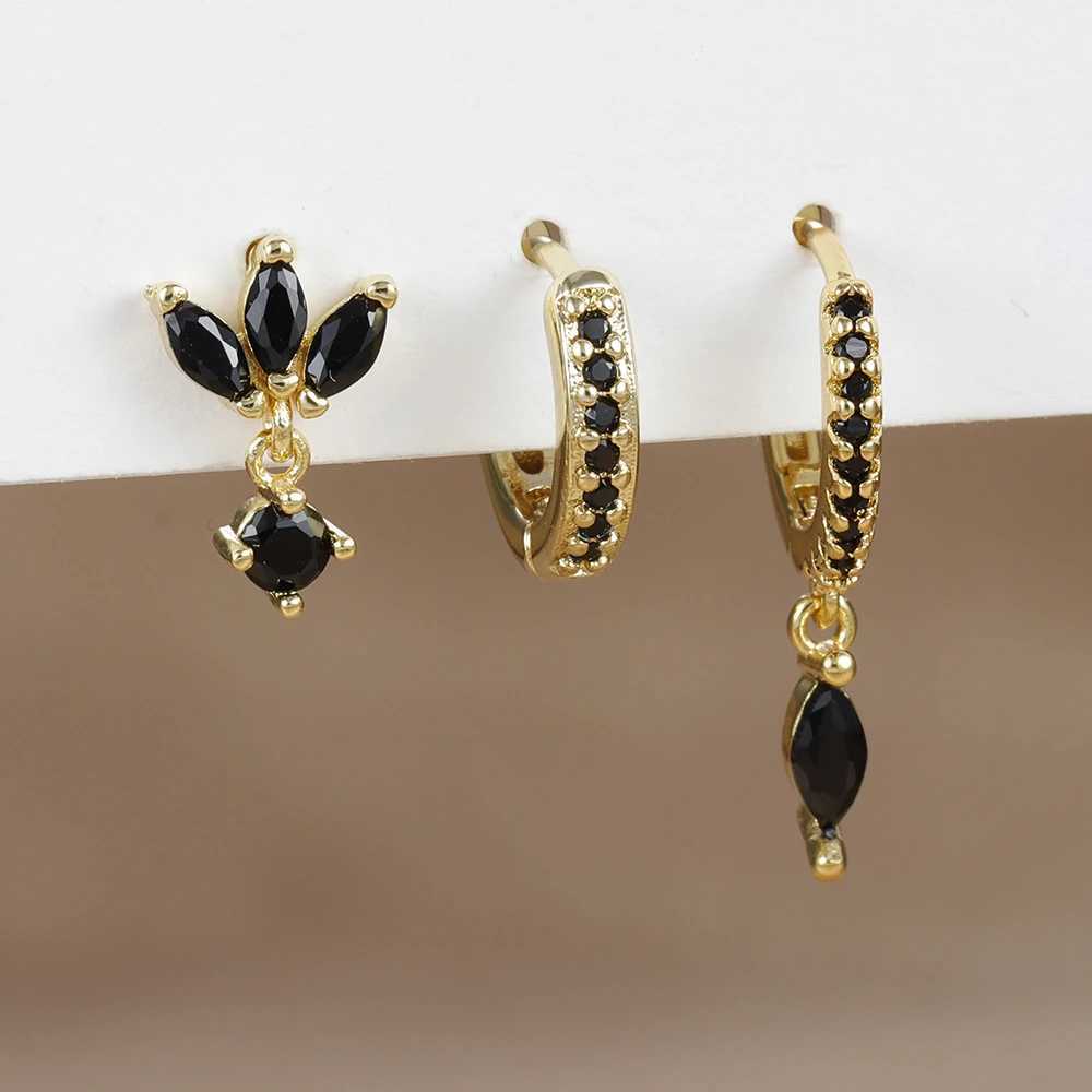 3PCS Fashion Horse Eye Pendant Piercing Earrings Set for Women Stainless Steel Zircon Ear Studs Earring Trendy Jewelry XJ250718