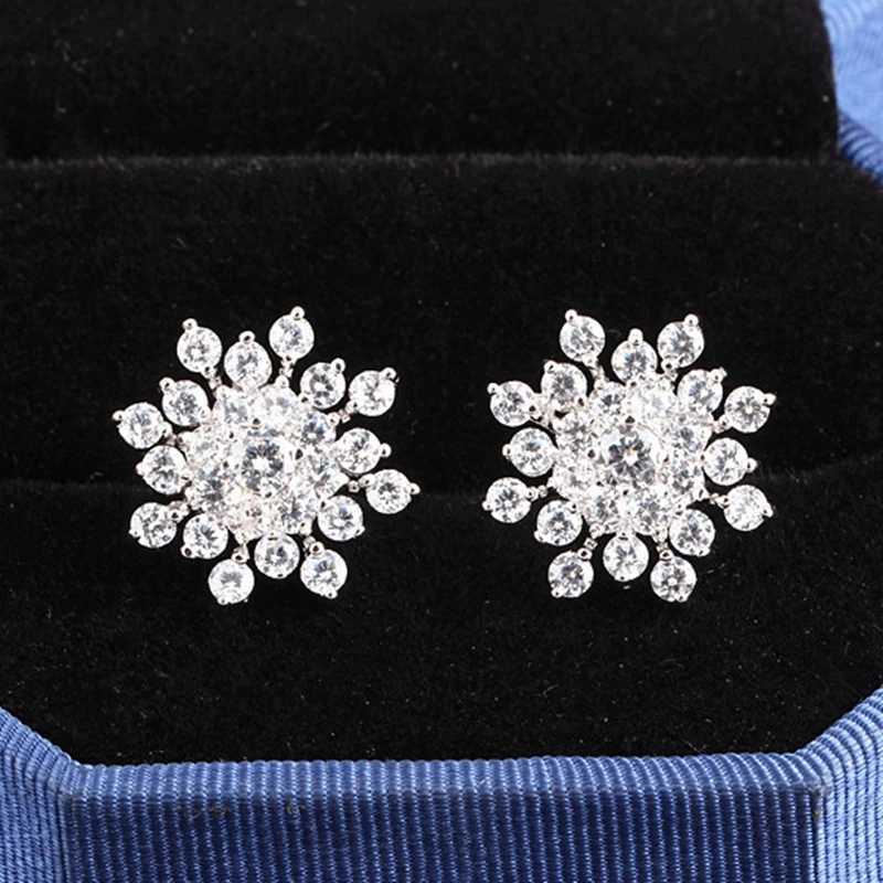 New Fashion Ladies Crystal Snowflake Earrings Bijoux Splinter Stud Earrings For Women Wedding Jewelry Ear Wholesale XJ250718