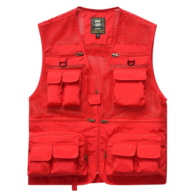 2024 Outdoor multi pocket vest pography fishing mens camisole mesh thin jacket Loose in summer 250707