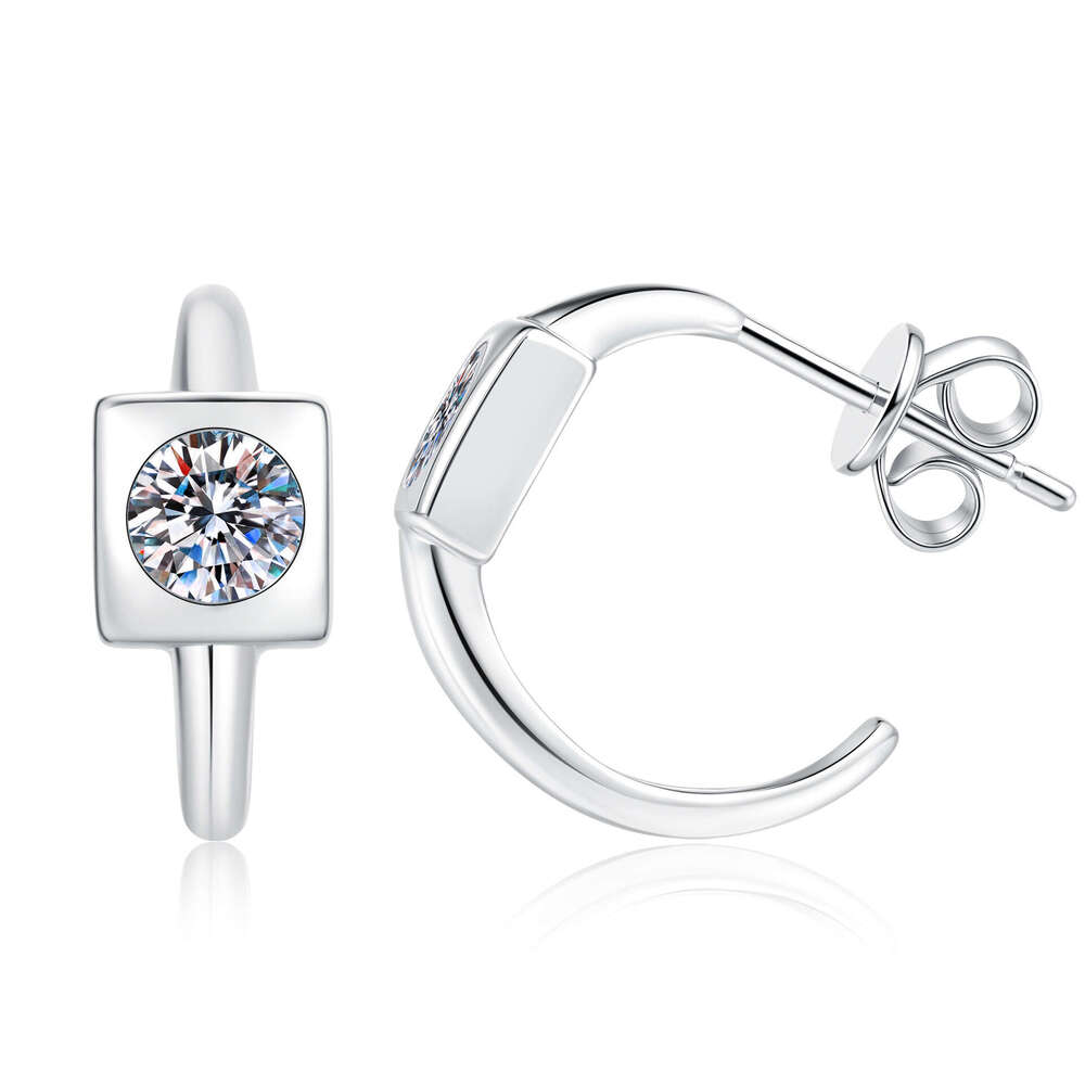 S Sterling Sier Design Sense Geometric Square D Color Moissanite Earrings for Women d3f