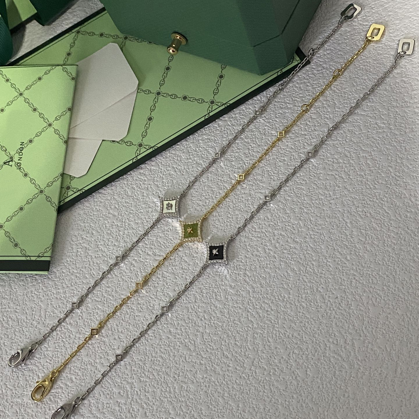 Silver - Toned Bracelet With Black Enamel, Rhinestone Halo, And Star Detail Stylish Daily & Party Jewelry Gift For Her High - Quality And Elegant Acce