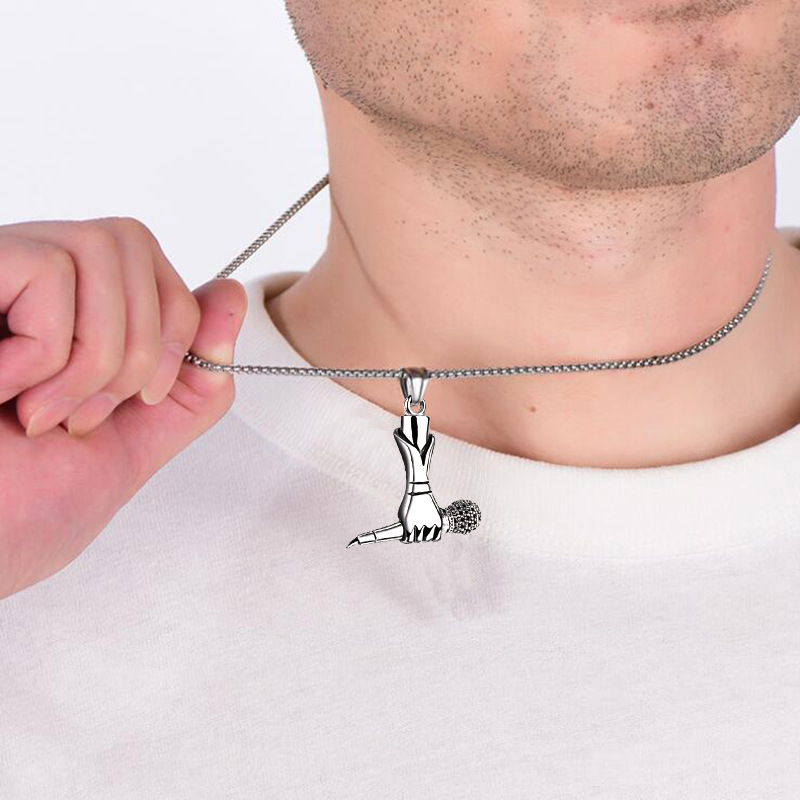 Korean Version of Personalized Microphone Pendant Necklace for Men and Women Hip-hop Street Hipphop Trendy Men Accessories