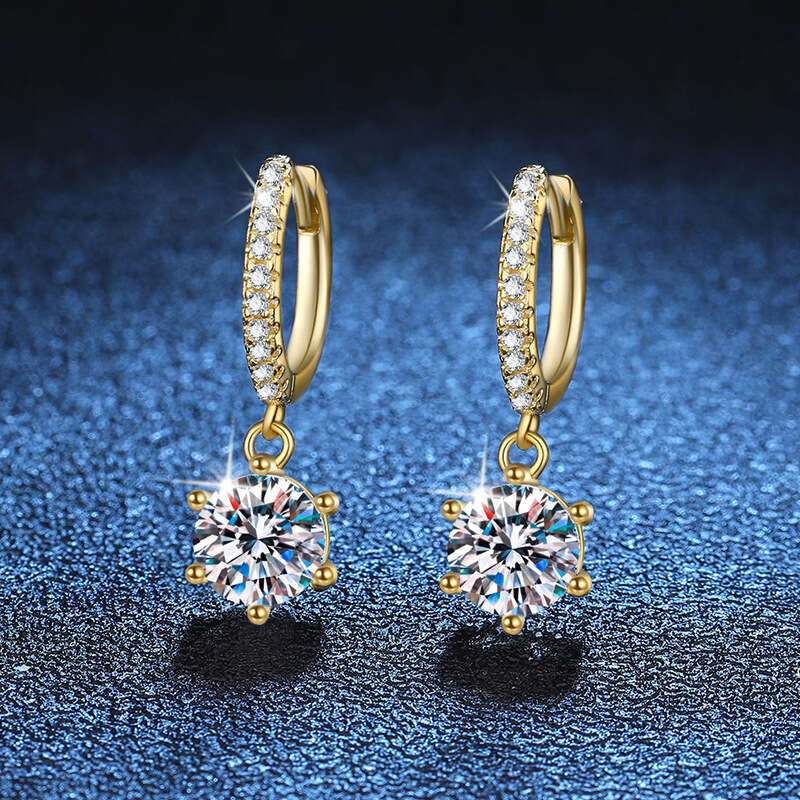 s Sterling Sier Classic Six-Claw Earrings D Color Moissanite 1 Carat 140