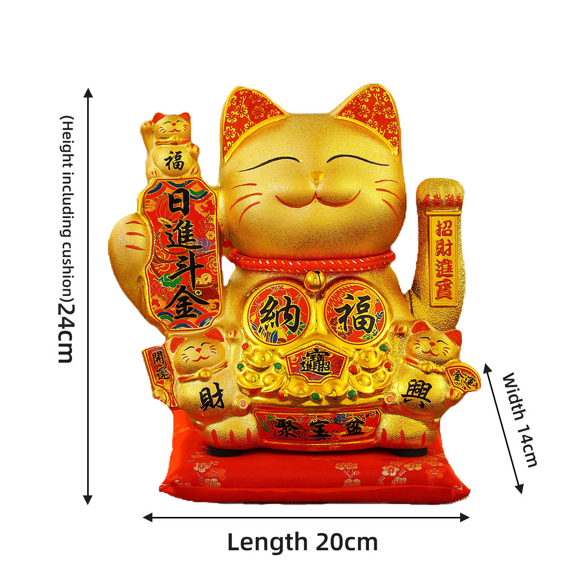 Automatically Waving Golden Lucky Kitty Figure Crafted from Durable Porcelain Material - A Unique Present Choice for Any Occasion