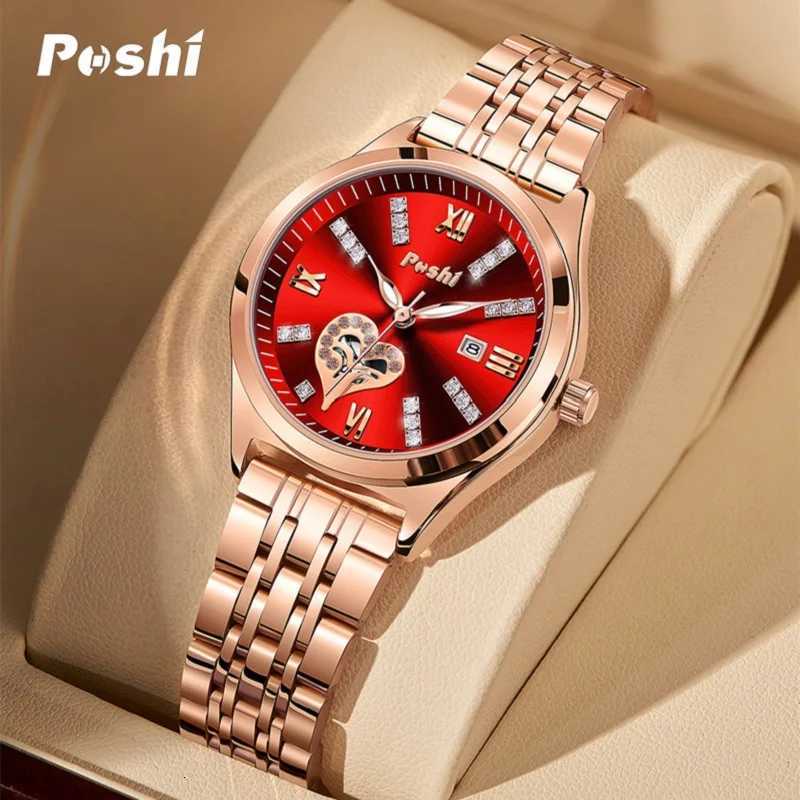 Poshi Top Brand Quartz Watches Stainless Steel Womens Watch With Date Ladies Fashion Dress Wristwatch Clock Relogio Feminino W250718