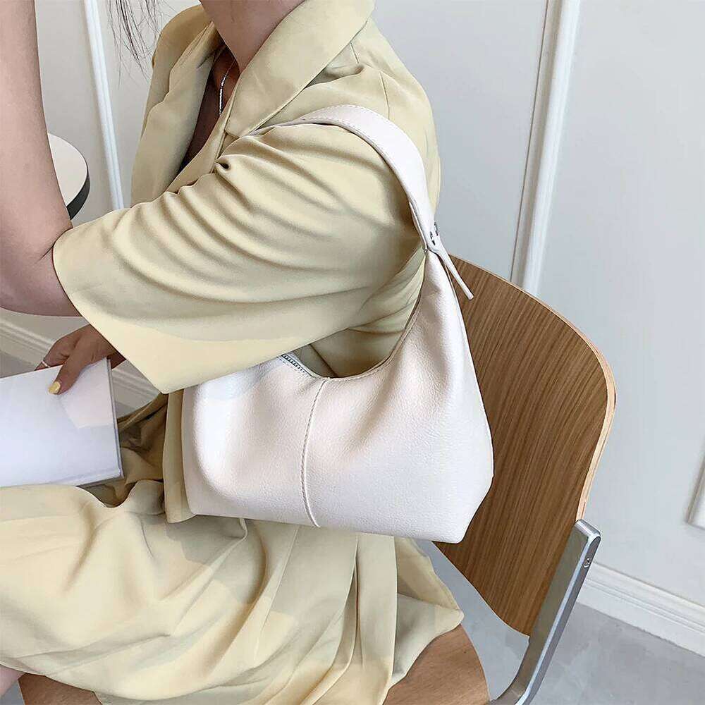 Women Vintage Underarm PU Leather Soft Hobo Shoulder Bags New Solid Color Casual Armpit Handbag Girls Outdoor Daily Tote Bag