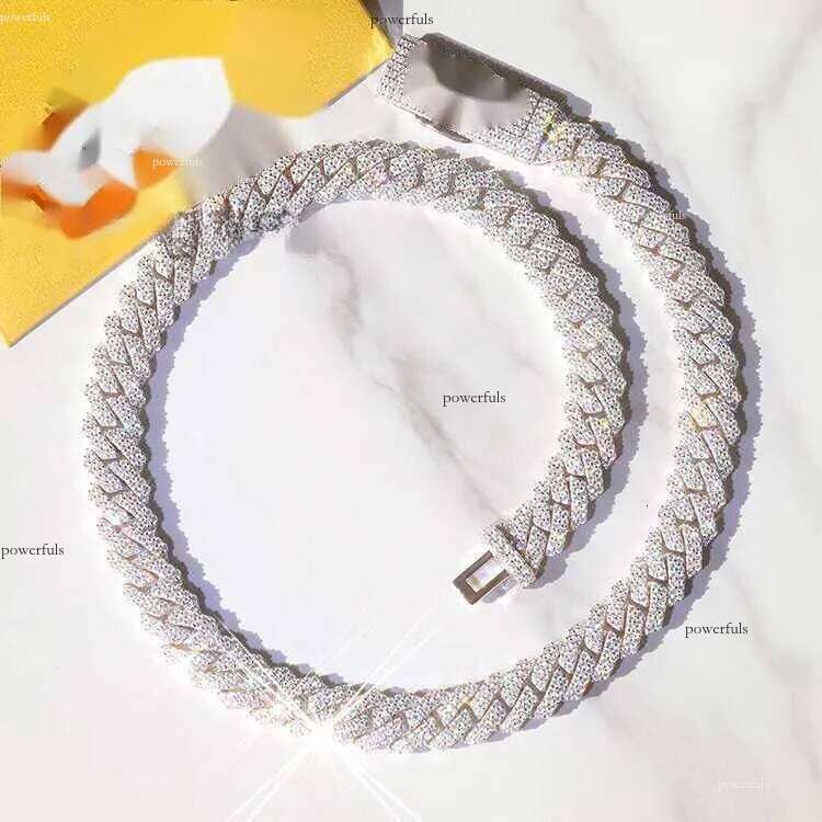 2025 Yu ying Pass test 8-14mm Wide GRA Moissanite dia gold Sterling Sier Cuban link chain for Men Hip Hop Necklace