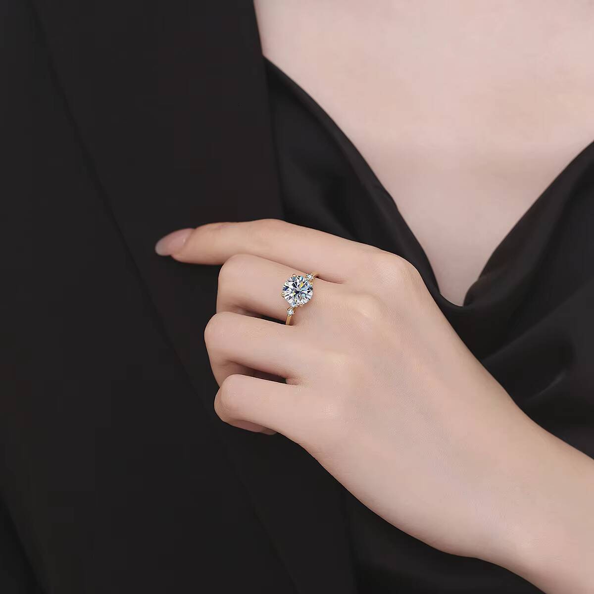 Romantic 3ct D Color Moissanite Rings New Trendy 925 Sterling Silver Fine Jewelry for Women Girls Wedding Engagement Gift