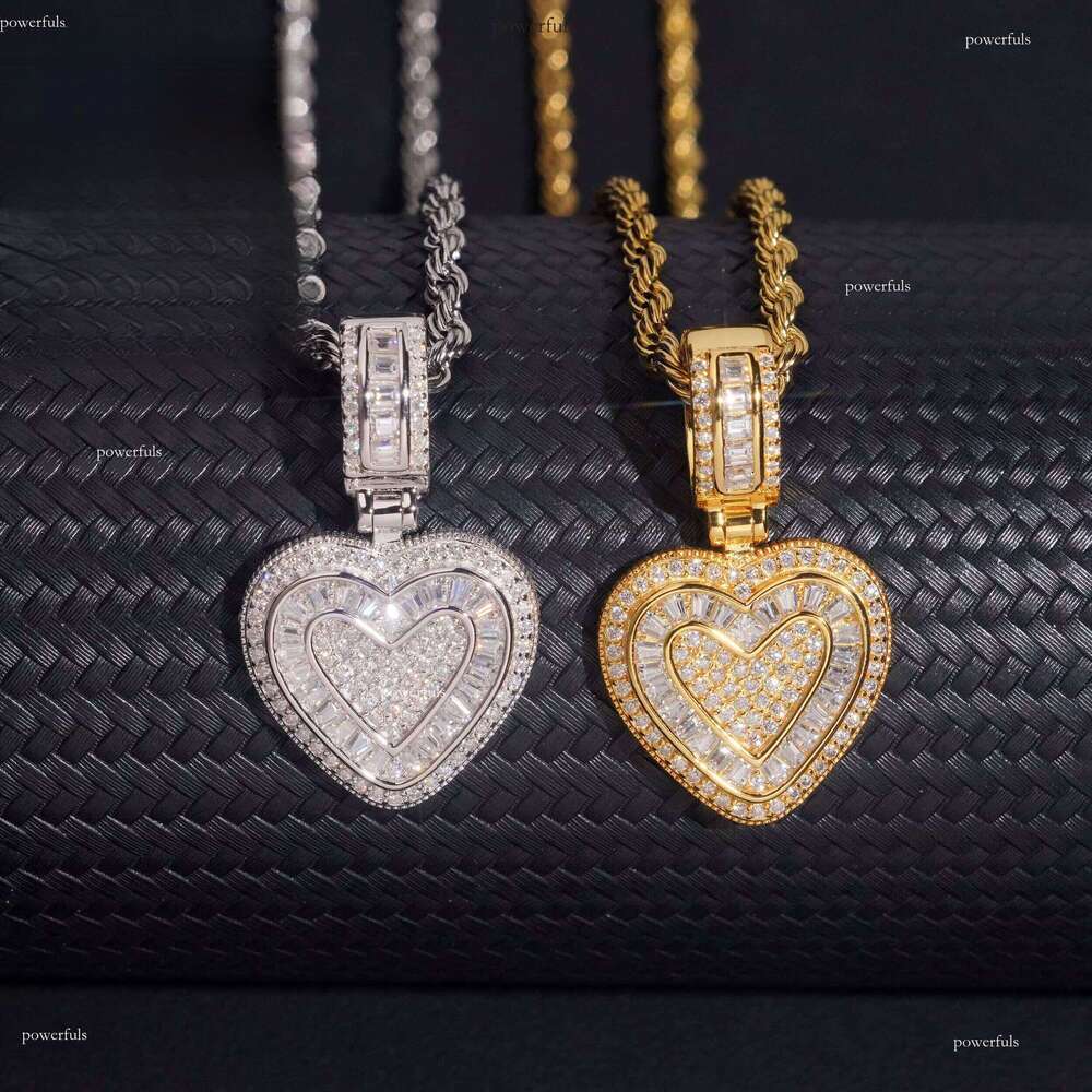 No Tarrifs US Warehouse RTS GRA Certificate Pure Sier Hip Hop Iced Out VVS Moissanite Heart Pendant