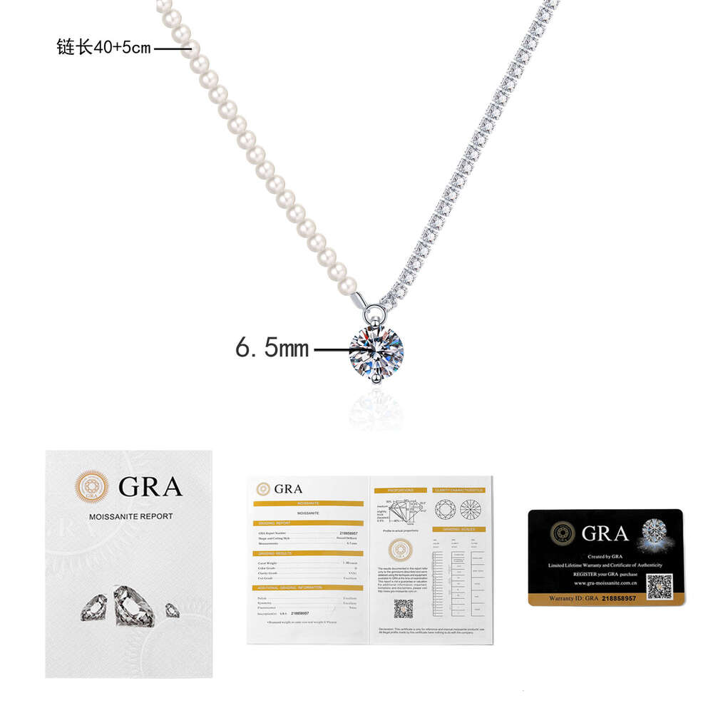 Necklace s Sterling Sier Korean Version Light Niche Claw Shijia Pearl Moissanite Clavicle Chain 9d5