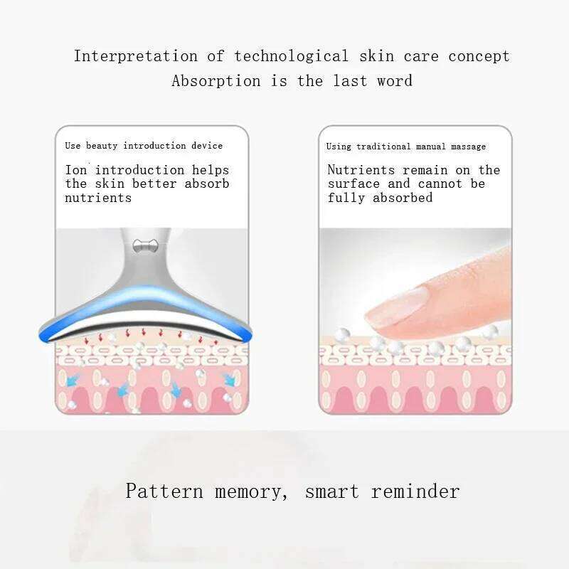 Neck Face Beauty EMS Vibration Massage 3 Colors Light LED Photon Therapy Skin Lifting Tighten Device Anti Wrinkle Remover