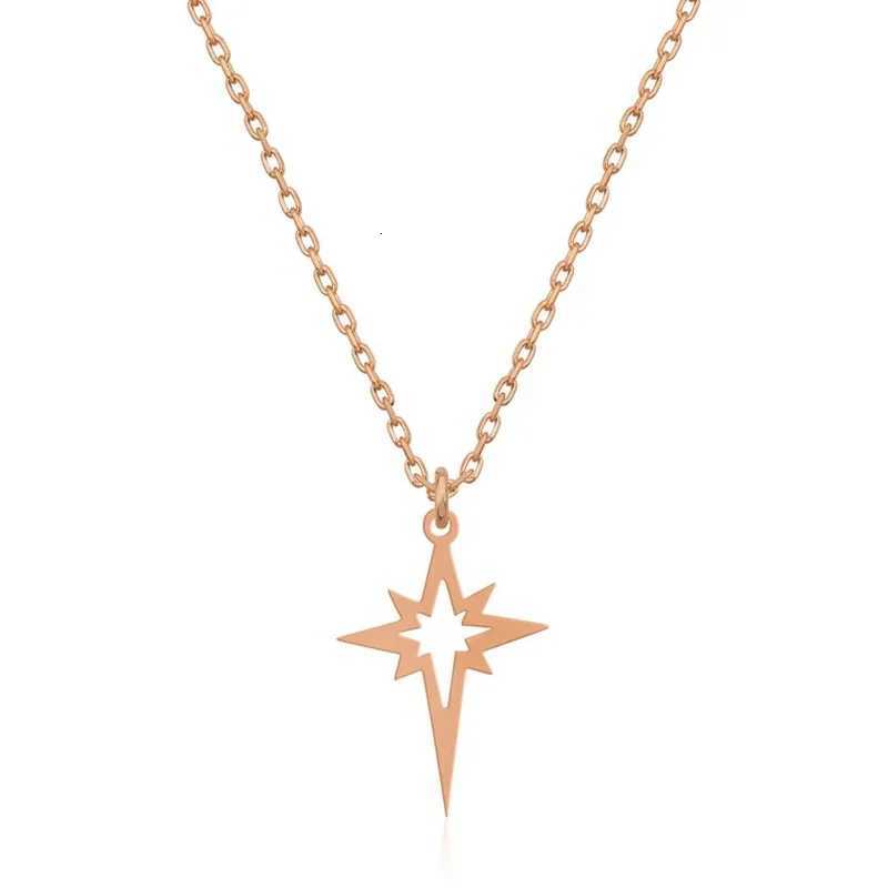 Stainless Steel Jewelry Geometric Minimalist Star Pendant Choker Necklaces North Star Necklace For Women Collares Para Mujer W250718