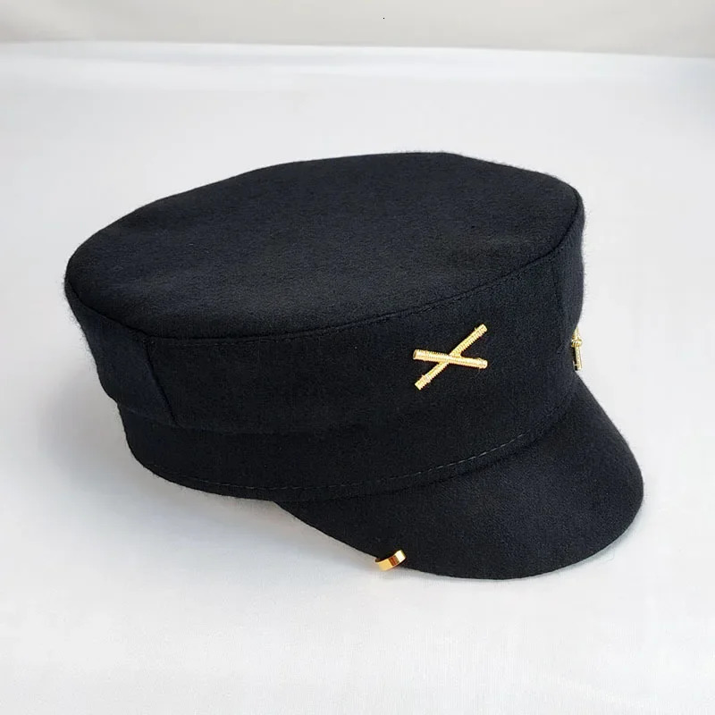 Earring Woolen sboy Caps for Women Letter RB Militray Hat Flat Top Cap Casual Gorras Visor Navy Hats 250717