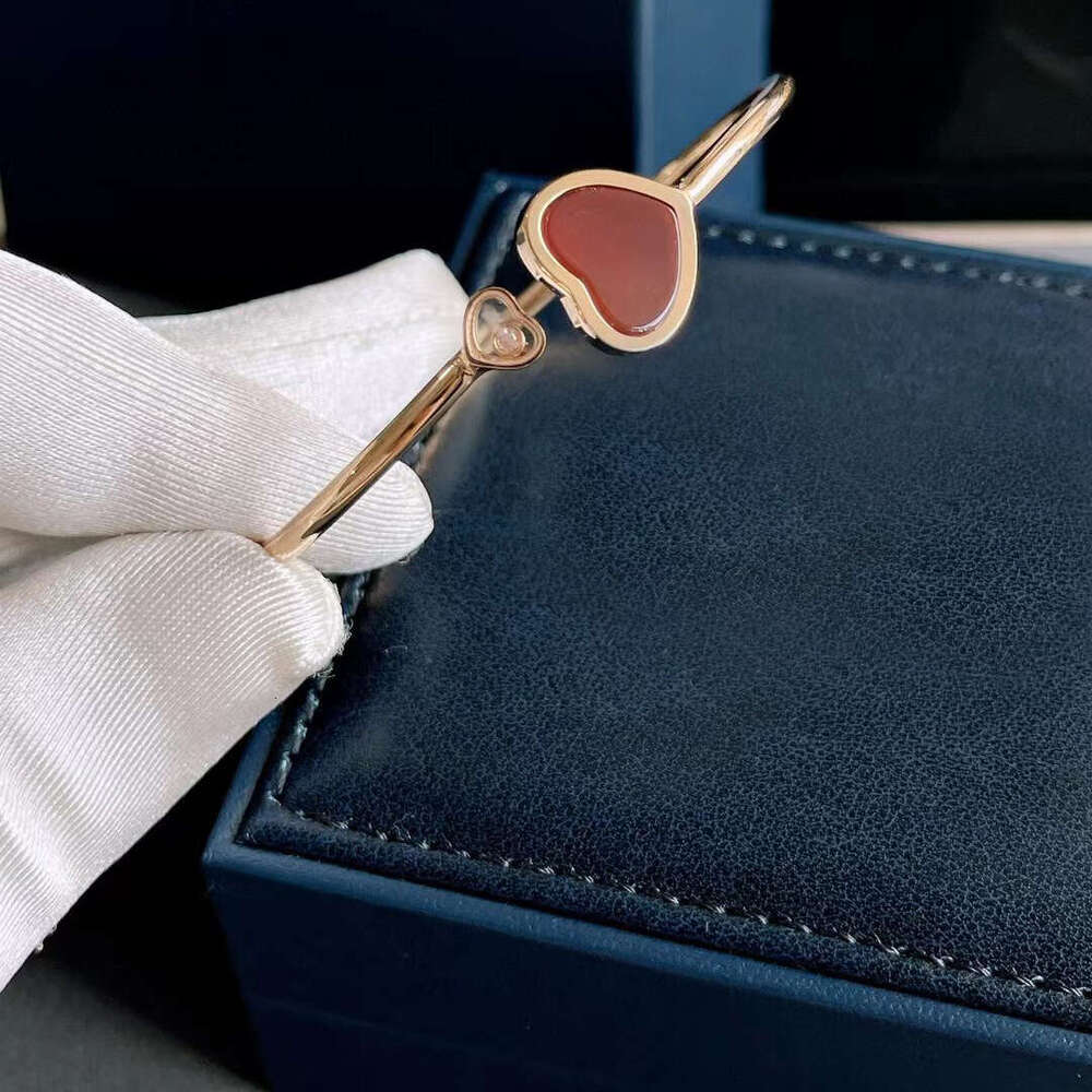 Simple Rose Gold Edge Dia Light Fashion White Mother-of-Pearl Peach Heart Open Elastic Bracelet for Women