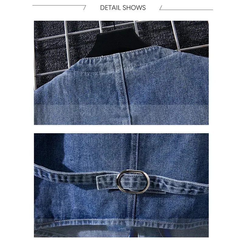 TFETTERS Summer Denim Vest Men Japanese Casual Loose Washed Old Sleeveless Coat Fashion Solid Color Collarless Jacket 250707