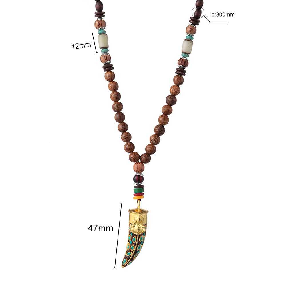 Unisex Handmade Nepal Buddhist Mala Wood Beads Pendant Necklace Boho Style Ethnic Long Pendant Mens Lucky Jewelry W250718