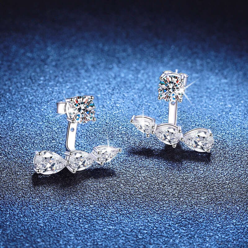 Double Wear French Style Light Hot Selling S Pure Sier Moissanite for Women Fashion Versatile Four-Prong Earrings c5c