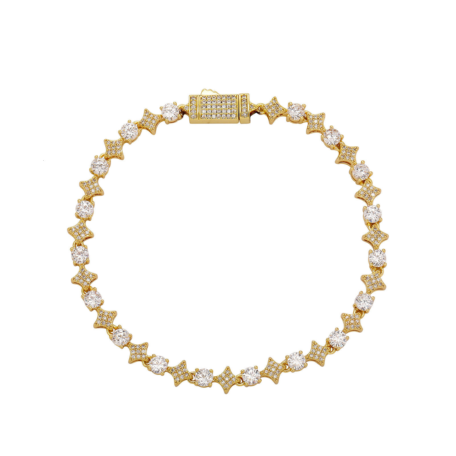 4mm 6mm Iced out Star Studded Hip Hop Tennis Chain Necklace 8mm Luxury Moissanite Starburst Bracelet Anklet Bling Bling Jewelry