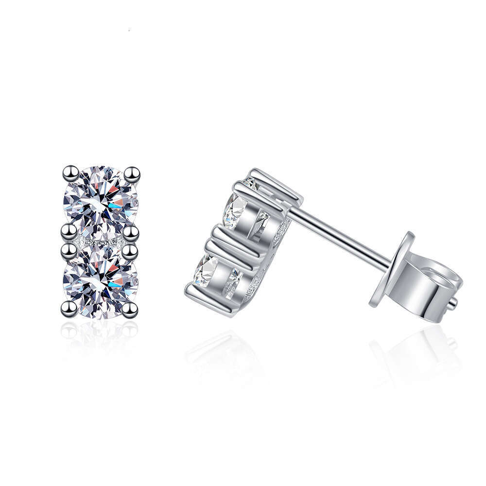 Live Colorful S Sterling Sier Classic Four-Prong Versatile Fine Craft D Color Moissanite Earrings c9a