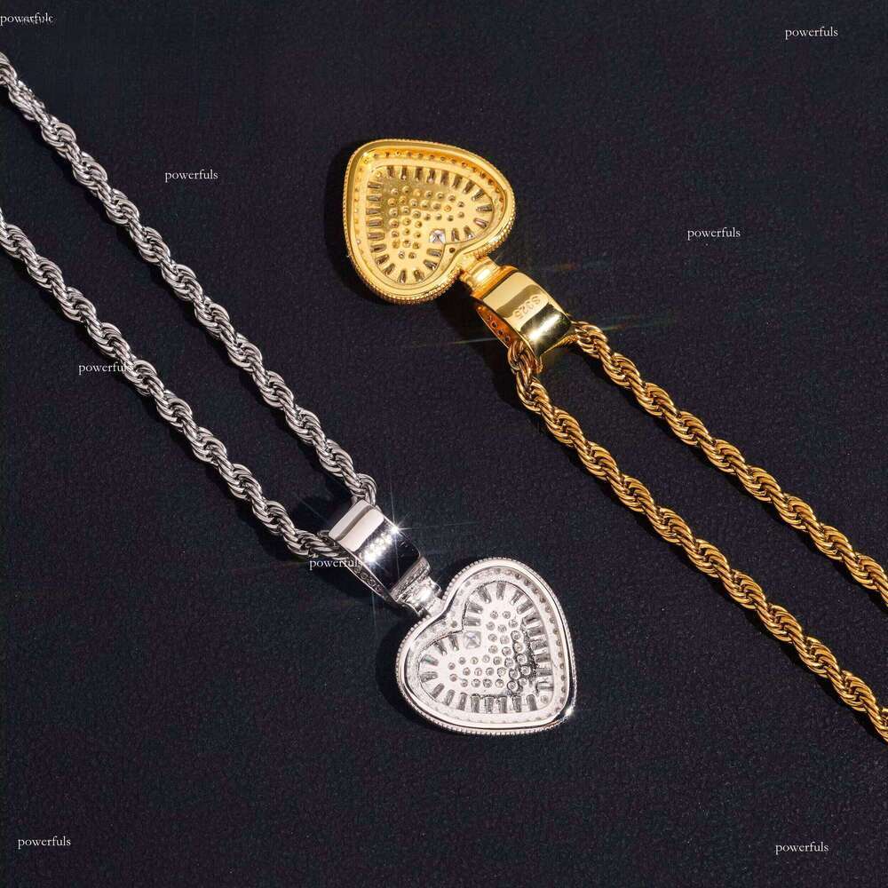No Tarrifs US Warehouse RTS GRA Certificate Pure Sier Hip Hop Iced Out VVS Moissanite Heart Pendant