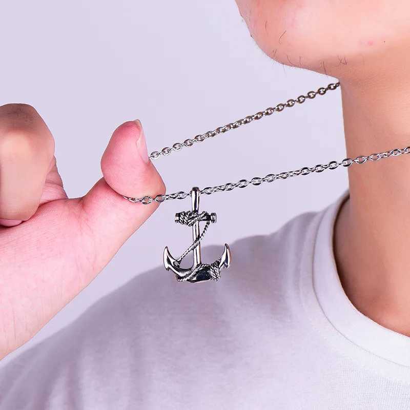 Ropean and Titanium Steel Boat Cat Necklace Mens Stainless Steel Pendant Creative Personalized Cross 0-Shaped Chain Wholesale W250718