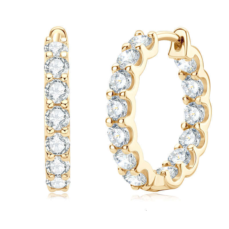 TikTok Same Style Moissanite Hoop for Women Internet Celebrity Design Sense Niche Pure Sier Earrings